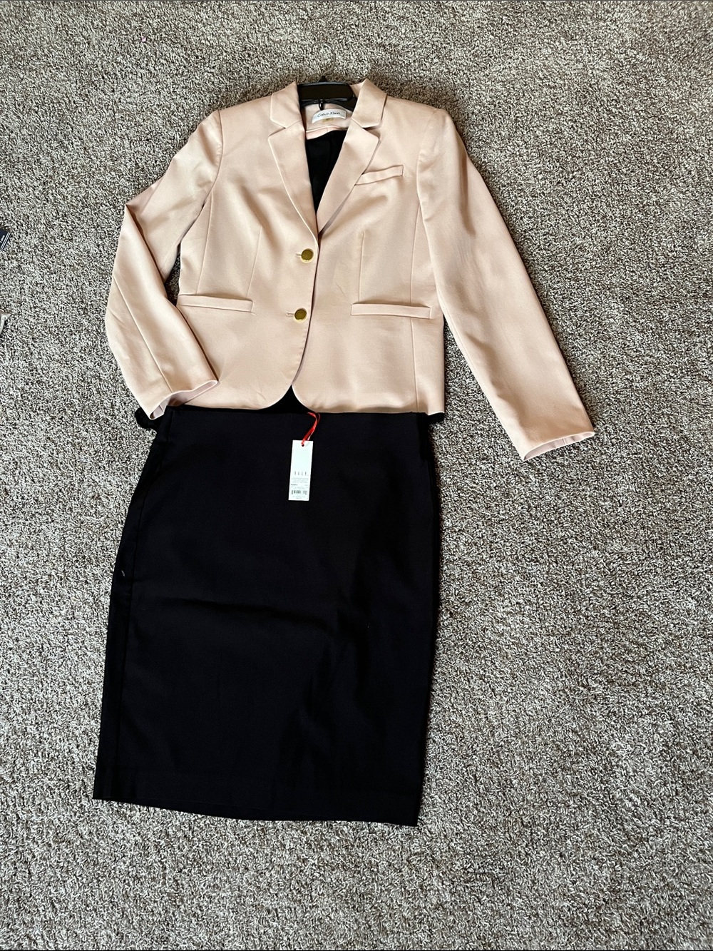 Calvin Klein Blush Pink Blazer with Black Pants